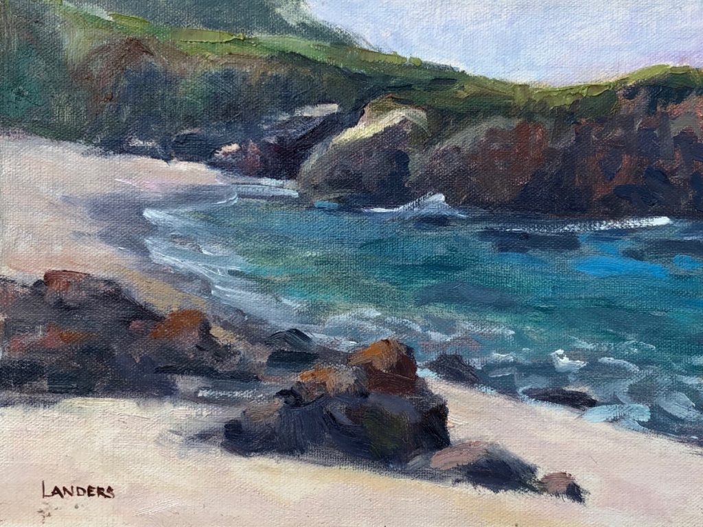 Beach side rocks plein air