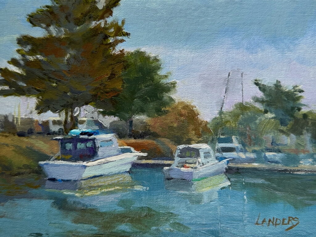 Fishing boats and cypress trees