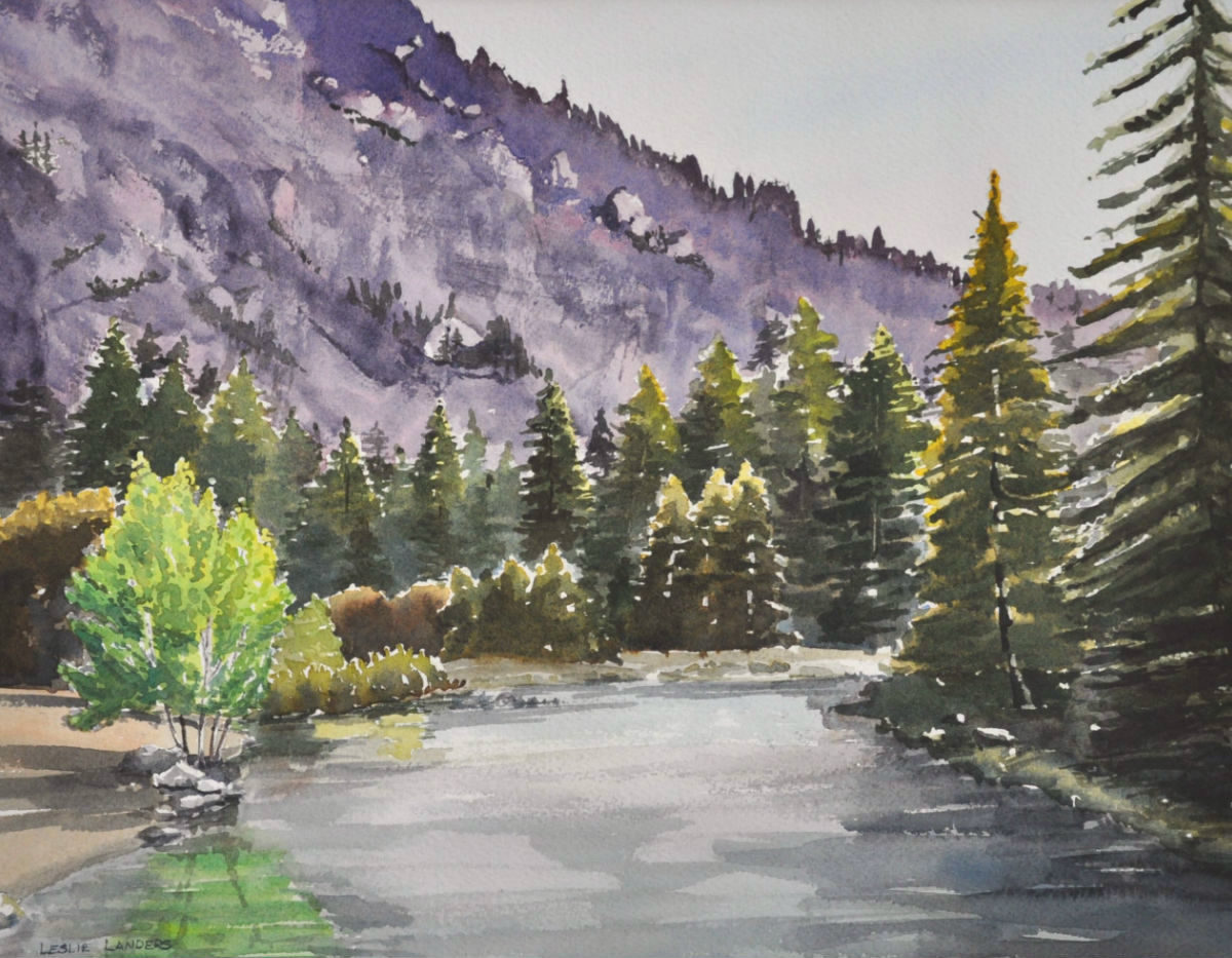 Watercolor of the Merced River in Yosemite
