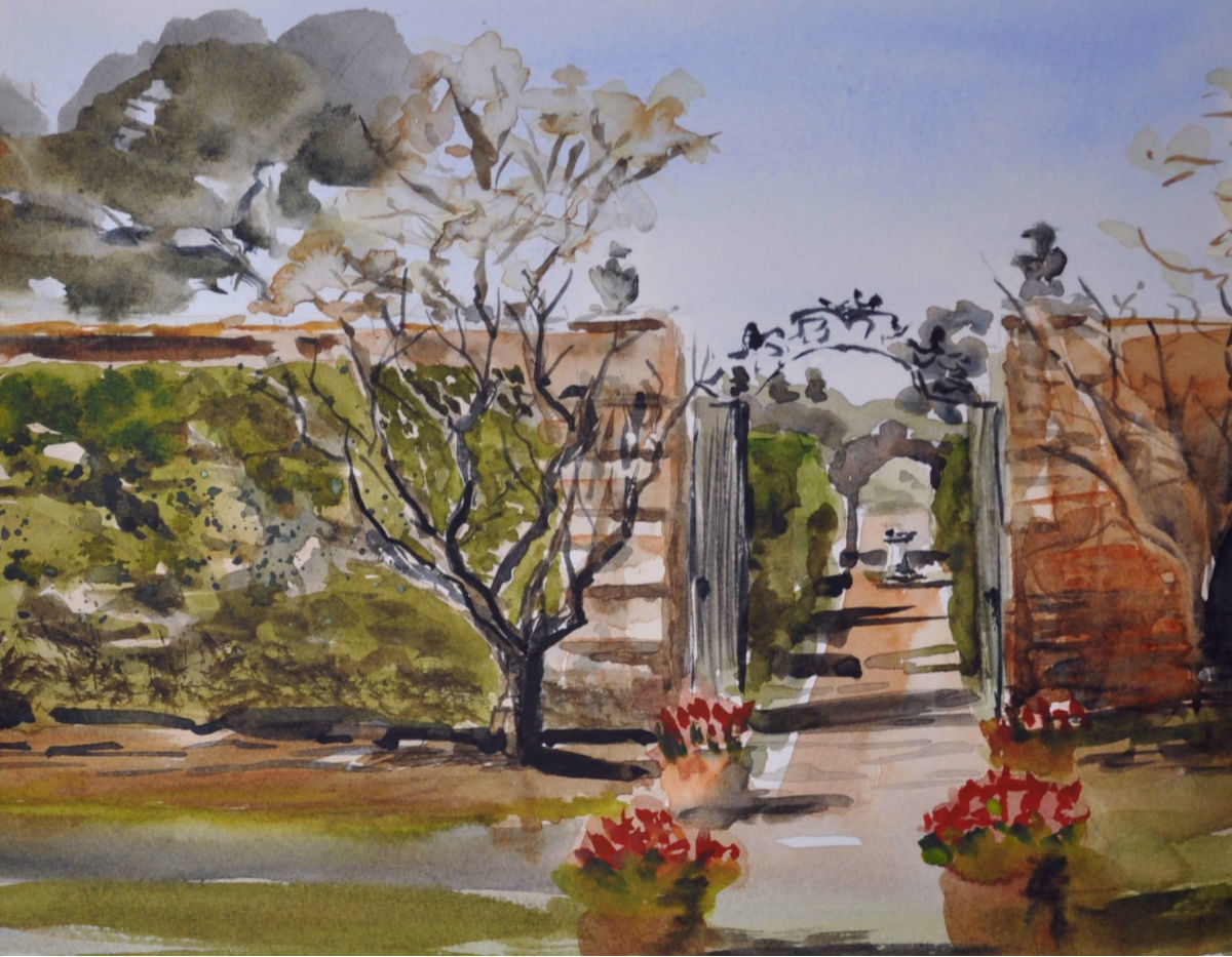 Filoli garden path and iron gate
