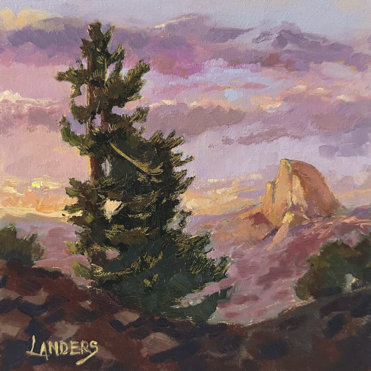 Half dome at sunset